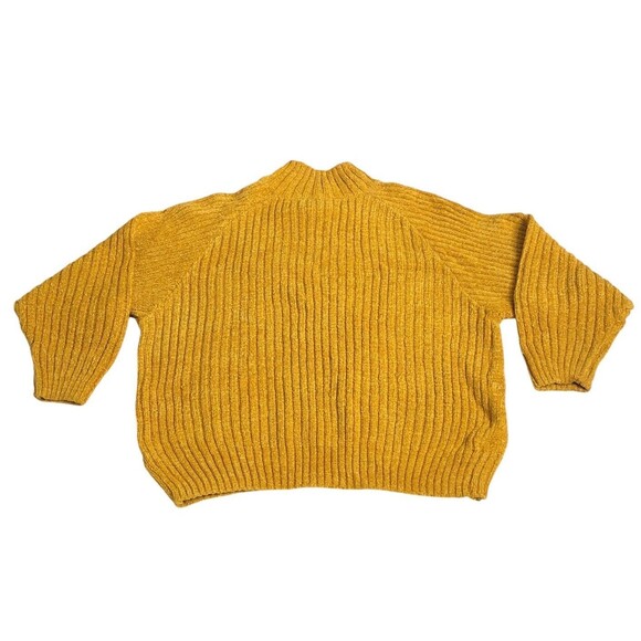 Vintage Bugia Sweater L Yellow Fisherman Cable Knit Wool Blend Mock Neck Italy - Picture 9 of 16